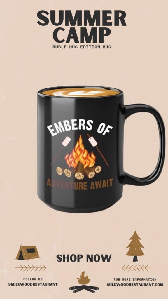 Campfire Coffee Mug 15oz Black -Smell like a campfire - Hiker Adventurer Backpacker Climber Camper RV Camping Campervan Nature Lover Rockclimber