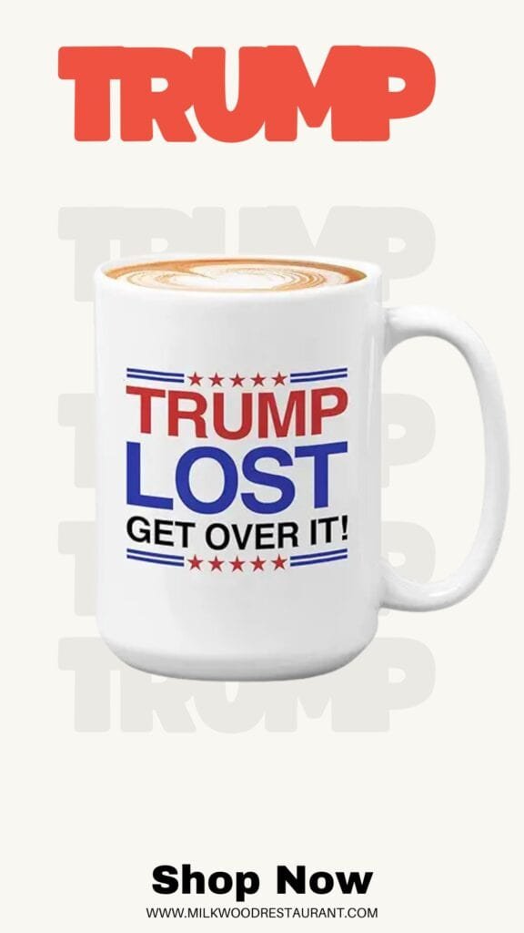 Politic coffee mug 15oz white - trump lost get over - trump supporter vote government leader ballot conservative political view democratic election