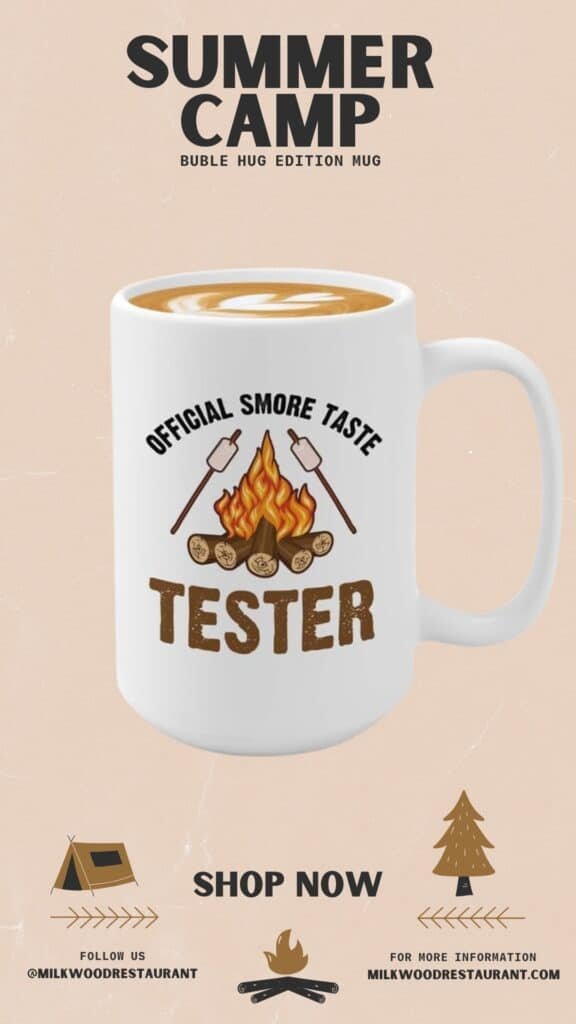 Campfire Coffee Mug 15oz White -Smore Taste Tester - Hiker Adventurer Backpacker Climber Camper RV Camping Campervan Nature Lover Rockclimber