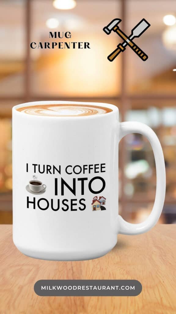 Bubble Hugs Carpenter Coffee Mug 15Oz White - Ceramic Novelty Cup I Turn Coffee Into Houses

IRREPLACEABLE MUG FOR A BUSY EVERYDAY LIFE --- Keeps drinks tasty! Our coffee mug can withstand low to high temperature. This cousin Coffee mug has outstanding print quality that will last a long time. We design our sister mug with your comfortability in mind!