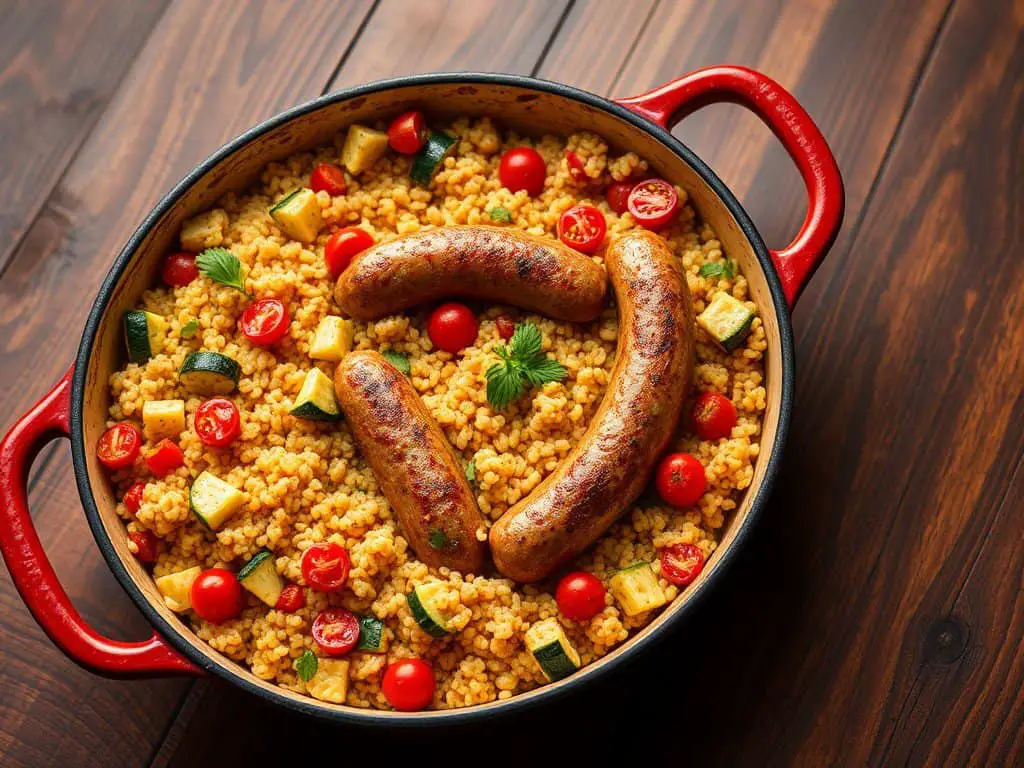 Chicken sausage and quinoa casserole