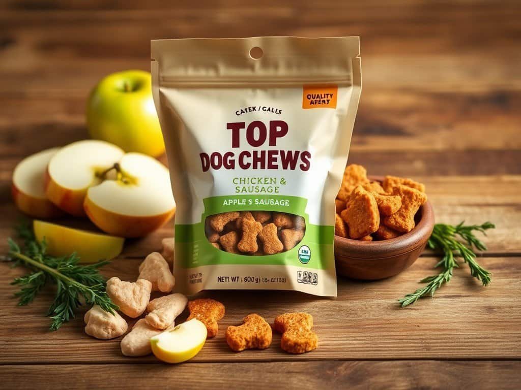 Top chews chicken and apple sausage dog treats