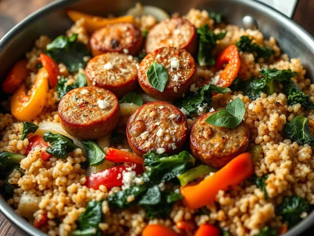 Chicken sausage kale quinoa