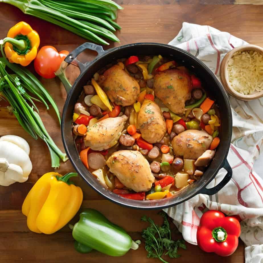 Chicken and sausage dutch oven