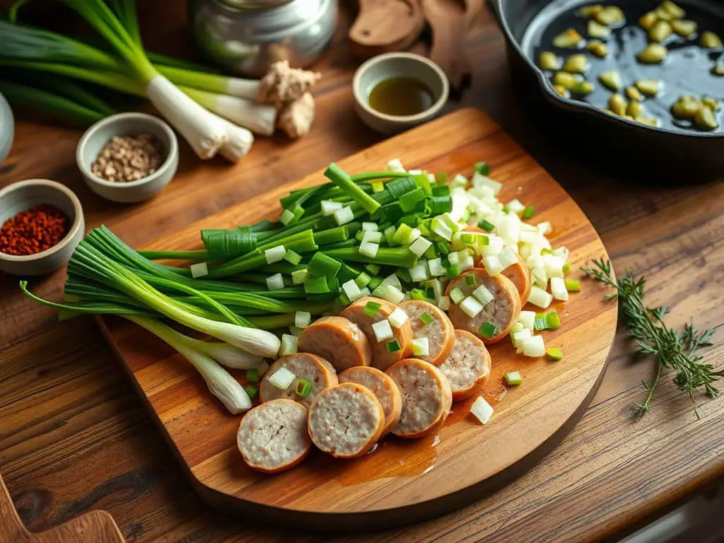 Chicken sausage and leek