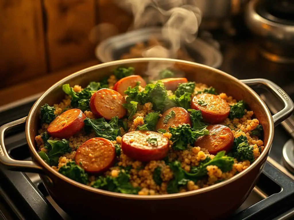 Chicken sausage kale quinoa