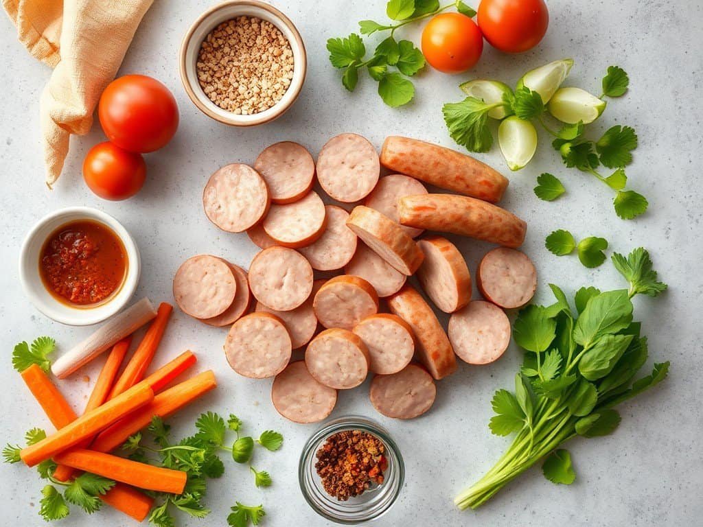 Many people think chicken sausage is a healthier choice than pork sausage because it has less fat and more protein.