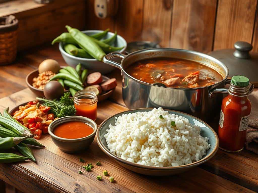 Chicken sausage and okra gumbo