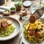 Chicken sausage and zoodles