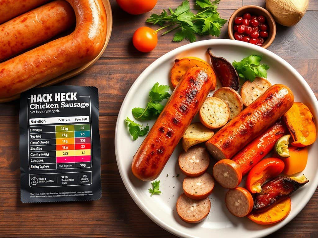 What are heck chicken sausages made of?