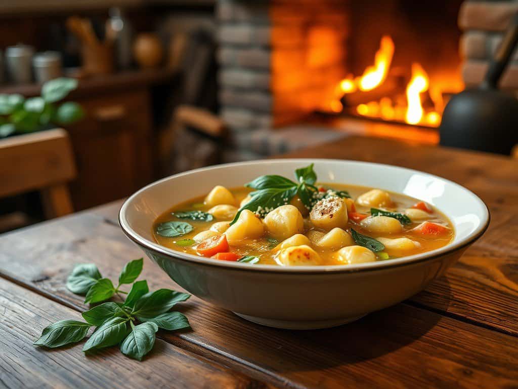 Chicken sausage gnocchi soup