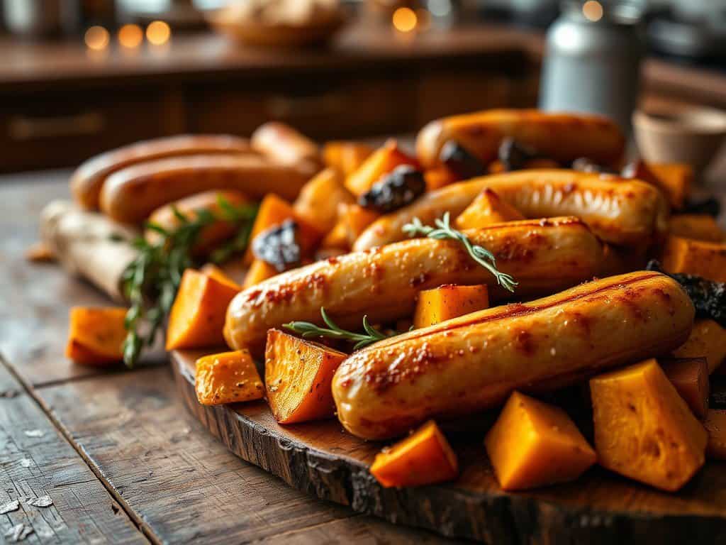 Chicken sausage and butternut squash