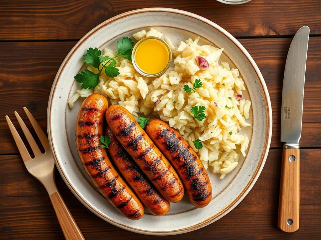 Chicken sausage and sauerkraut