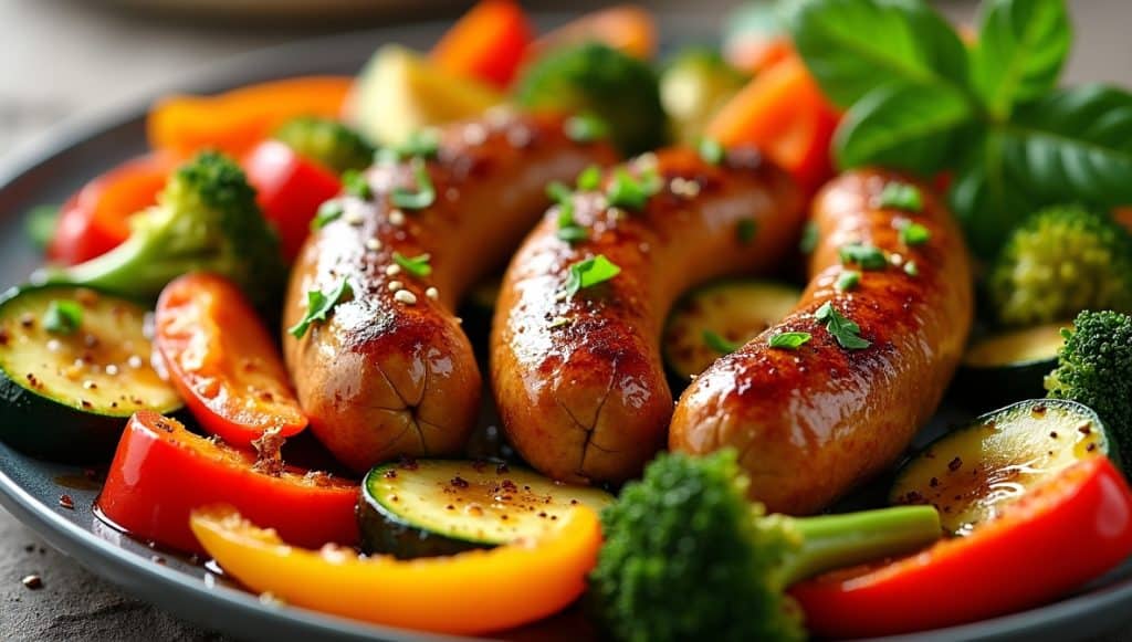 chicken sausage with vegetables