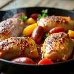 Chicken with Sausage and Peppers, Fast, Easy, Delicious