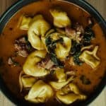 Delicious bowl of chicken sausage and tortellini pasta dish, a hearty and comforting dinner option.