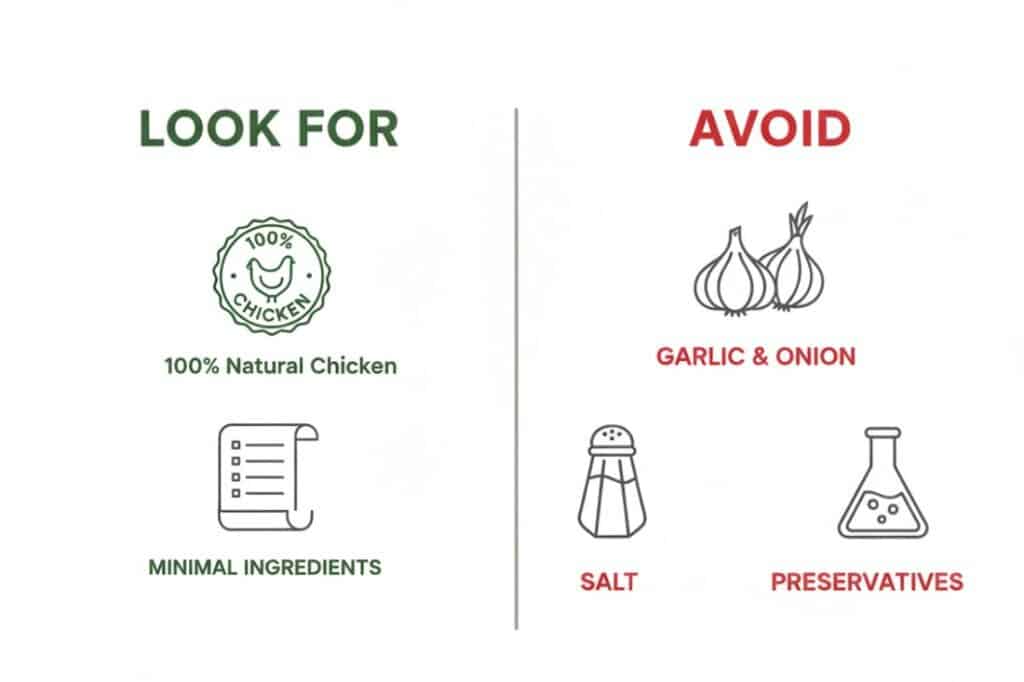 Chicken Sausage Treats for Dogs: Safe, Tasty Picks 4 Concise visual guide highlighting natural, minimally-processed dog food ingredients to seek out versus potential harmful additives to avoid.