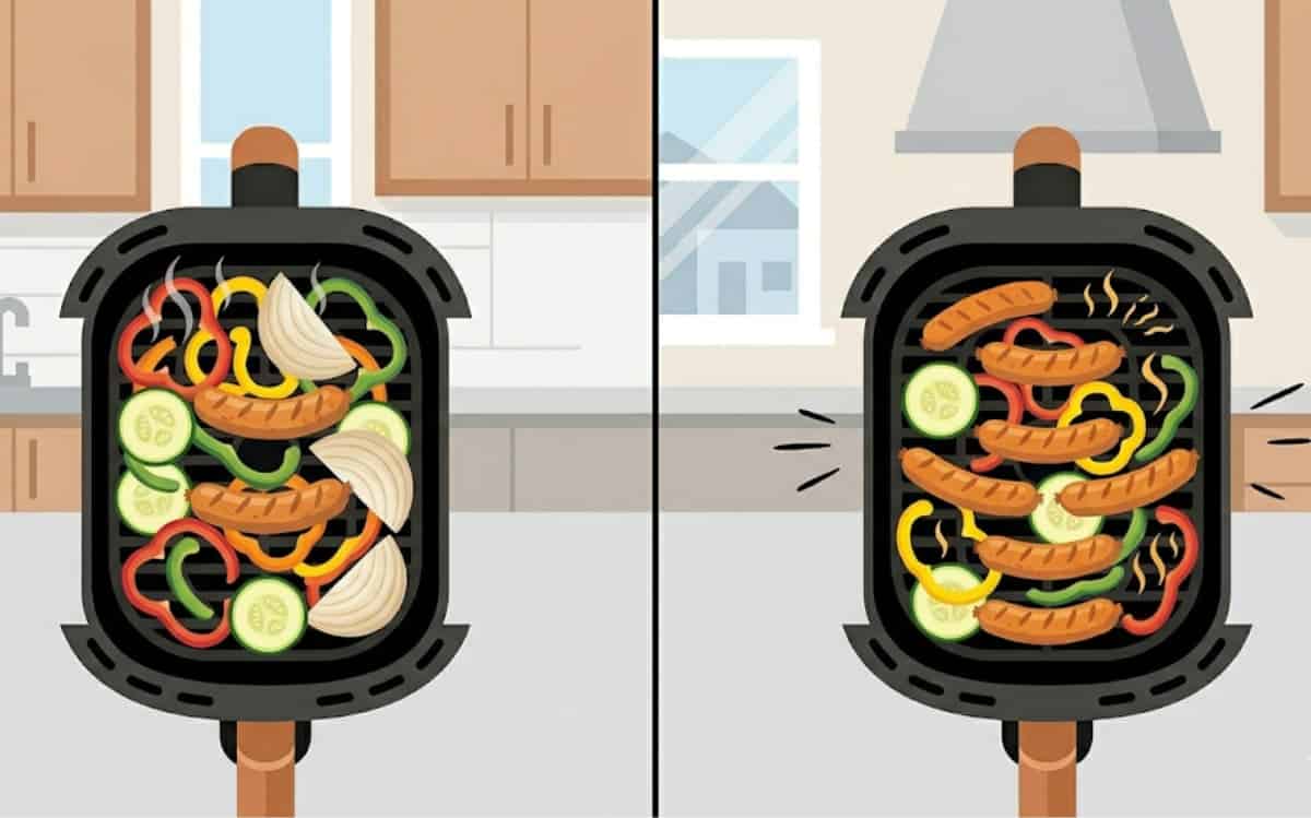The best way to cook chicken sausage in air fryer includes shaking the basket halfway through cooking for even results.