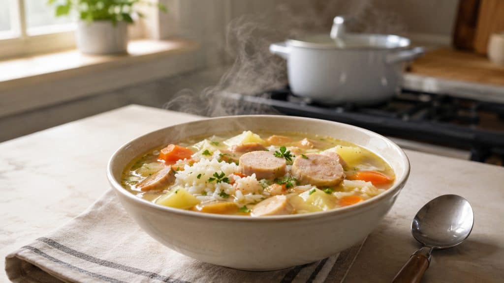 chicken sausage and rice soup